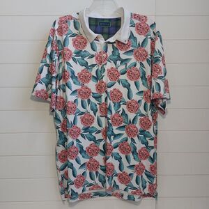 William Murray Tropical Mums Print Polo Shirt Men's XXL Golf Floral Golf Novelty